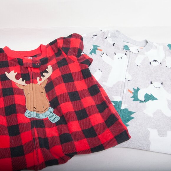 Carter’s Just One You 18M Velour Footed Pajamas Lot of 2 – Plaid, abominable sno - Picture 5 of 5